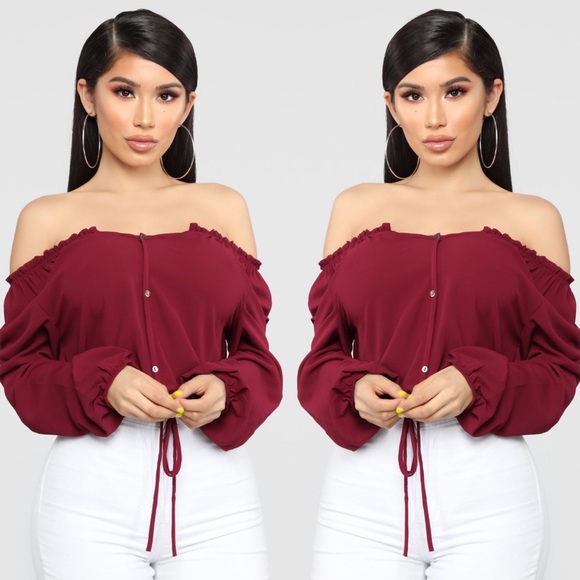 Fashion Nova Tops - Lady In Waiting Top - Burgundy
